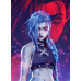 Arcane-Jinx Dark Red Neon Effect Anime-LED Light Painting