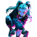 Cyberpunk Edgerunners-Rebecca Rooftop Gunfight Neon Scene