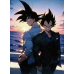 Dragon Ball - Goku & Vegeta Sunset Ocean Suit Scene