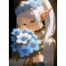 Frieren - Frieren with Blue Flower Crown & Bouquet Art