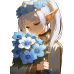 Frieren - Frieren with Blue Flower Crown & Bouquet Art