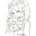 Frieren - Frieren with Blue Flower Crown & Bouquet Art