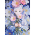 Frieren - Frieren with Pink & Blue Floral Bouquet Portrait