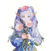 Frieren - Frieren with Pink & Blue Floral Bouquet Portrait